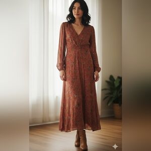 Reformation Floral Rust Midi Dress